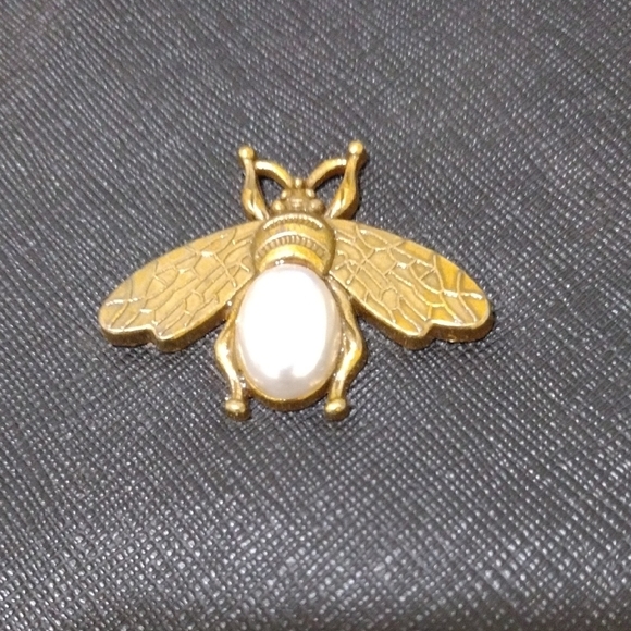 Black Tote Bag with Gold Bee Accent - Picture 2 of 16